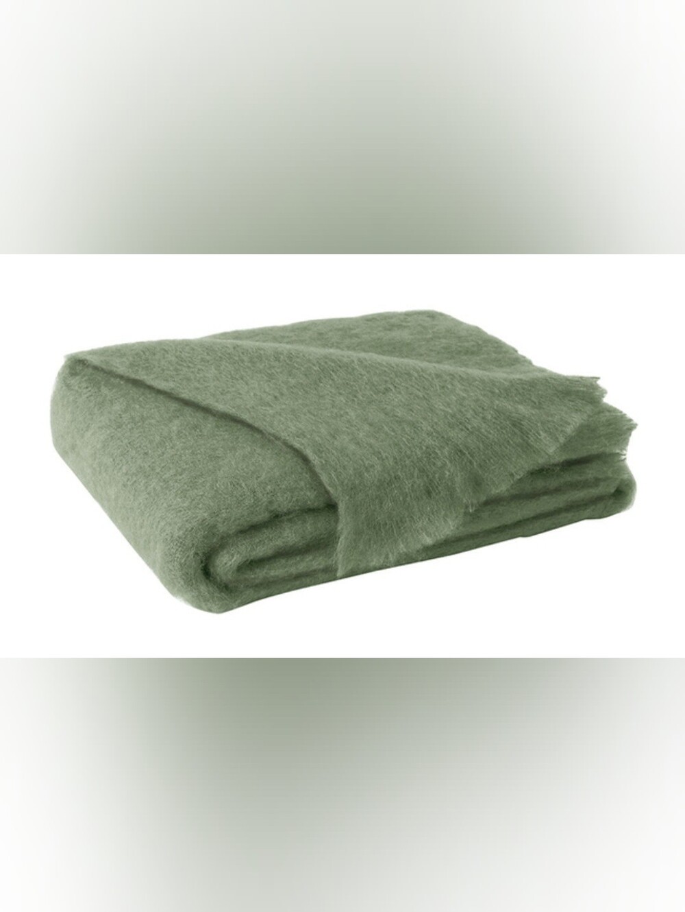 Lands Downunder Brushed Mohair Throw 51" x 72" Olive Retail $425
